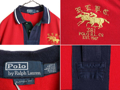 ダブルポニー ■ ポロ ラルフローレン 鹿の子 半袖 ポロシャツ メンズ L / POLO 半袖シャツ ラガーシャツ タイプ カスタムフィット 2トーン
