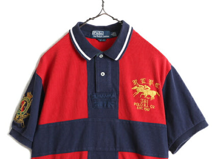 ダブルポニー ■ ポロ ラルフローレン 鹿の子 半袖 ポロシャツ メンズ L / POLO 半袖シャツ ラガーシャツ タイプ カスタムフィット 2トーン
