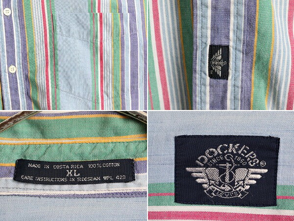 90s ドッカーズ リーバイス ストライプ 半袖 ボタンダウン シャツ メンズ XL / 90年代 オールド オックスフォード コットン LEVIS DOCKERS