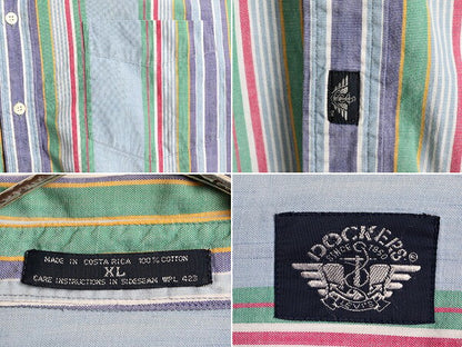 90s ドッカーズ リーバイス ストライプ 半袖 ボタンダウン シャツ メンズ XL / 90年代 オールド オックスフォード コットン LEVIS DOCKERS