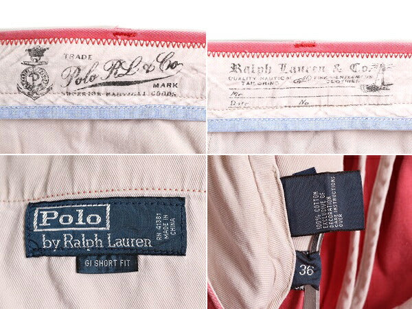 ■ ポロ ラルフローレン チノ ショートパンツ メンズ 36 / 古着 POLO 短パン 半パン ショーツ コットン アーミー タイプ ノータック ピンク