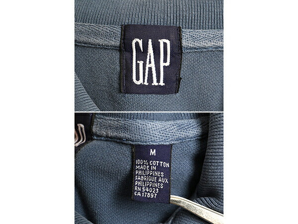 90s ■ OLD GAP 鹿の子 半袖 ポロシャツ メンズ M 90年代 オールド ギャップ 無地 半袖シャツ 旧タグ 紺タグ デカタグ カノコ ソリッド 青