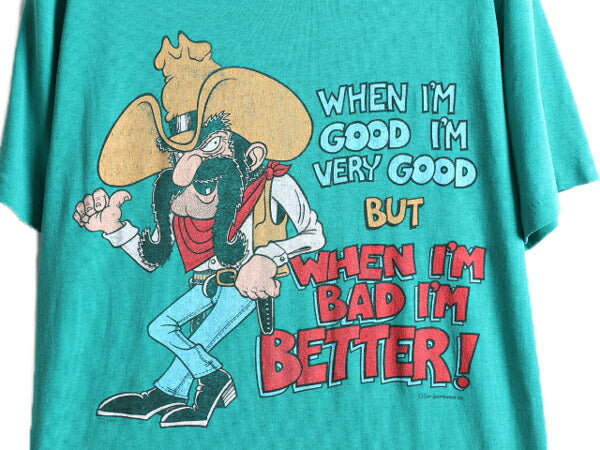 80s USA製 ■ メッセージ イラスト プリント 半袖 Tシャツ メンズ M / 80年代 ビンテージ キャラクター ジョーク アート シングルステッチ