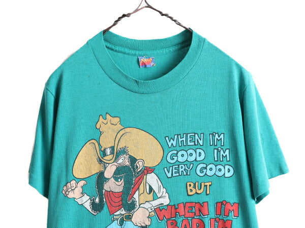 80s USA製 ■ メッセージ イラスト プリント 半袖 Tシャツ メンズ M / 80年代 ビンテージ キャラクター ジョーク アート シングルステッチ