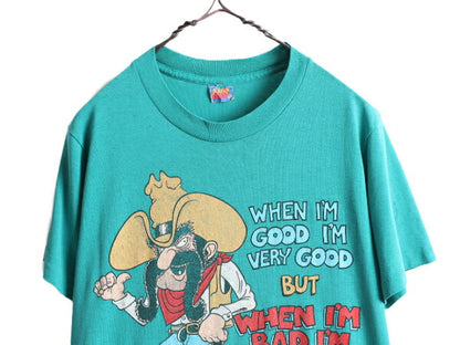 80s USA製 ■ メッセージ イラスト プリント 半袖 Tシャツ メンズ M / 80年代 ビンテージ キャラクター ジョーク アート シングルステッチ