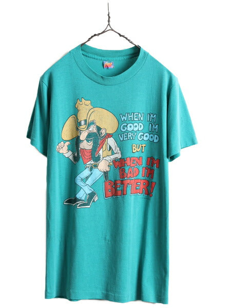 80s USA製 ■ メッセージ イラスト プリント 半袖 Tシャツ メンズ M / 80年代 ビンテージ キャラクター ジョーク アート シングルステッチ