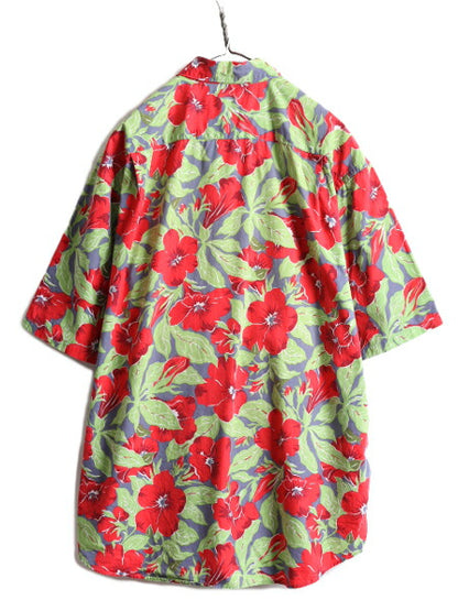 90s ■ バナナリパブリック 総柄 半袖 シャツ メンズ L / 古着 BANANA REPUBLIC 90年代 オールド コットン アロハ ハワイアン 半袖シャツ