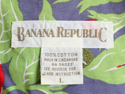 90s ■ バナナリパブリック 総柄 半袖 シャツ メンズ L / 古着 BANANA REPUBLIC 90年代 オールド コットン アロハ ハワイアン 半袖シャツ