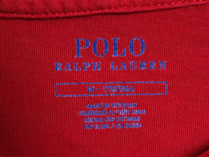 ポロ ラルフローレン プリント フード パーカー メンズ М 古着 コットン 長袖 Tシャツ フード付き ロンT プルオーバー カットソー レッド