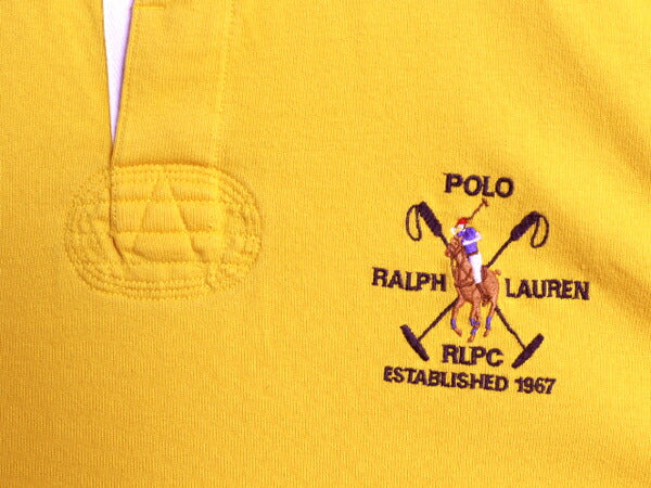 ミドルポニー ポロ ラルフローレン 長袖 ラガーシャツ メンズ XXL / 古着 ラグビー 長袖シャツ ポロシャツ ヘビーウェイト 大きいサイズ 黄