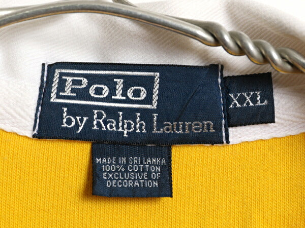 ミドルポニー ポロ ラルフローレン 長袖 ラガーシャツ メンズ XXL / 古着 ラグビー 長袖シャツ ポロシャツ ヘビーウェイト 大きいサイズ 黄