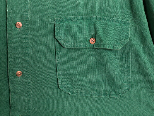 90s オールド ギャップ 半袖 シャツ メンズ XL / 古着 旧タグ 無地 リネン コットン ポケット付き 薄手 カジュアル グリーン 大きいサイズ