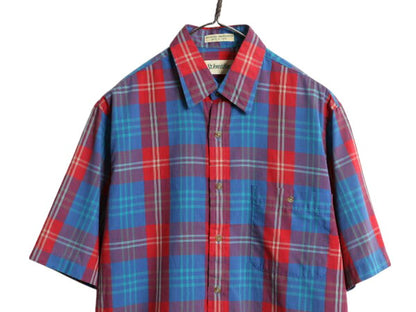 80's USA製 セントジョンズベイ マドラス チェック 半袖 シャツ メンズ M / ヴィンテージ JCPenney ポケット付き カジュアル マルチカラー