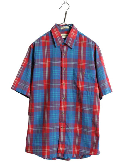 80's USA製 セントジョンズベイ マドラス チェック 半袖 シャツ メンズ M / ヴィンテージ JCPenney ポケット付き カジュアル マルチカラー