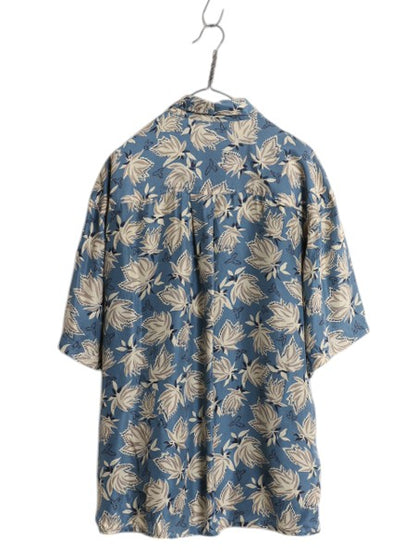 90s SUMMA 半袖 アロハ シャツ メンズ L 古着 オールド 100% シルク 半袖シャツ ハワイアン ポケット付き 高級 総柄 マルチカラー ゆったり