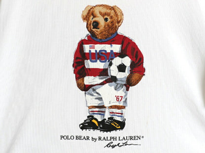 ポロベア ポロ ラルフローレン プリント 半袖 Tシャツ メンズ L キャラクター コットン カットソー シングルステッチ ホワイト トップス 白