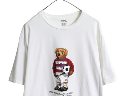 ポロベア ポロ ラルフローレン プリント 半袖 Tシャツ メンズ L キャラクター コットン カットソー シングルステッチ ホワイト トップス 白