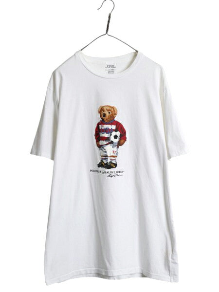 ポロベア ポロ ラルフローレン プリント 半袖 Tシャツ メンズ L キャラクター コットン カットソー シングルステッチ ホワイト トップス 白