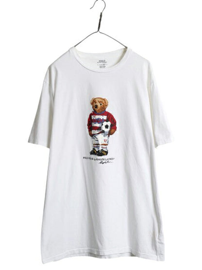 ポロベア ポロ ラルフローレン プリント 半袖 Tシャツ メンズ L キャラクター コットン カットソー シングルステッチ ホワイト トップス 白