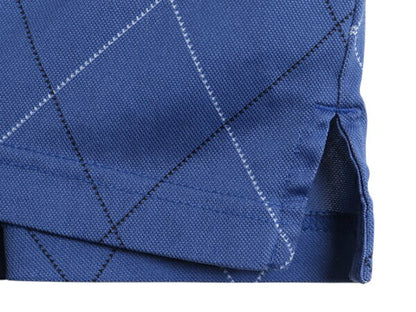 ブルックスブラザーズ 総柄 半袖 ポロシャツ メンズ М / 古着 半袖シャツ ストレッチ ダイヤモンド チェック ワンポイント カットソー 青