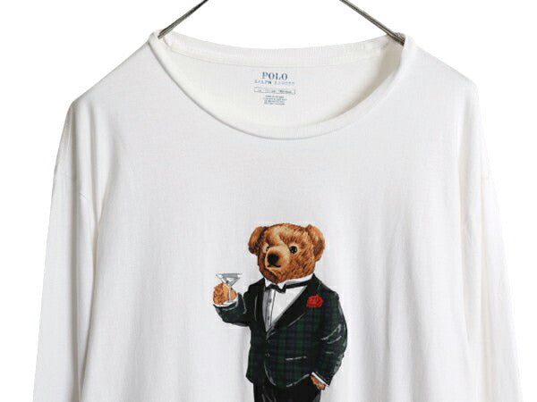 ポロベア ポロ ラルフローレン プリント 長袖 Tシャツ メンズ XL / 古着 キャラクター コットン カットソー シングルステッチ 大きいサイズ