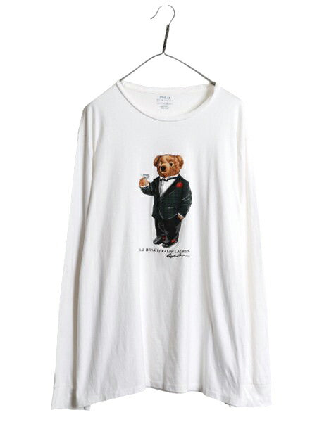 ポロベア ポロ ラルフローレン プリント 長袖 Tシャツ メンズ XL / 古着 キャラクター コットン カットソー シングルステッチ 大きいサイズ