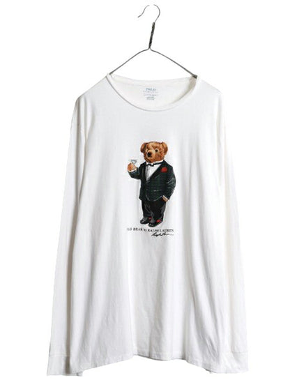 ポロベア ポロ ラルフローレン プリント 長袖 Tシャツ メンズ XL / 古着 キャラクター コットン カットソー シングルステッチ 大きいサイズ