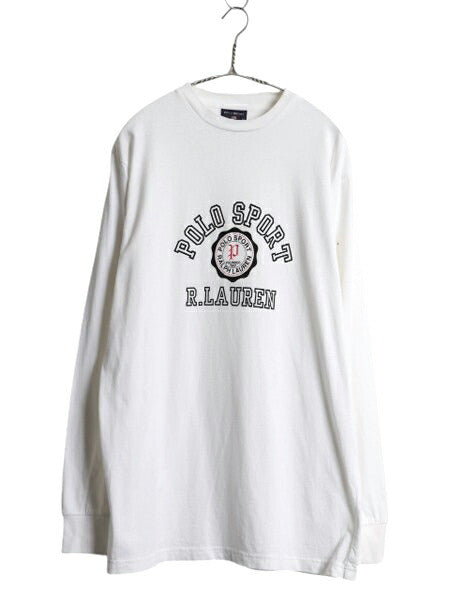 90s ポロスポーツ ラルフローレン プリント 長袖 Tシャツ メンズ XL オールド ポロ ロンT ロングTシャツ コットン カットソー 大きいサイズ