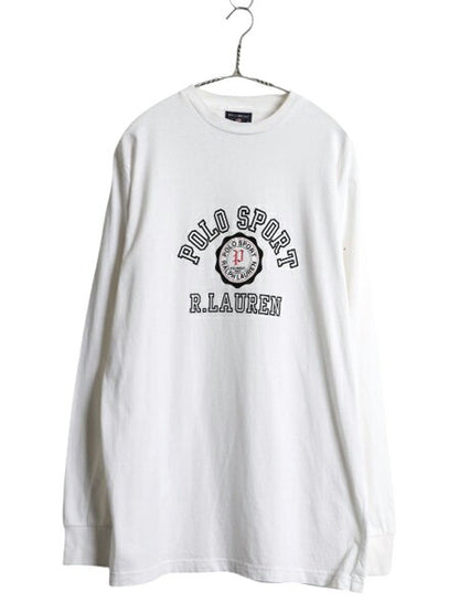 90s ポロスポーツ ラルフローレン プリント 長袖 Tシャツ メンズ XL オールド ポロ ロンT ロングTシャツ コットン カットソー 大きいサイズ