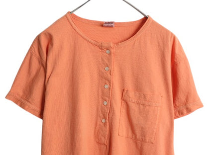 90s USA製 オールド ギャップ ヘンリーネック ポケット付き 無地 半袖 Tシャツ レディース L / オールド ポケT カットソー ガーメントダイ