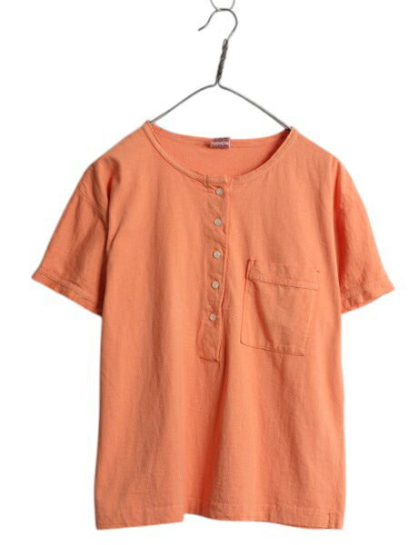 90s USA製 オールド ギャップ ヘンリーネック ポケット付き 無地 半袖 Tシャツ レディース L / オールド ポケT カットソー ガーメントダイ