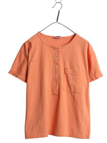 90s USA製 オールド ギャップ ヘンリーネック ポケット付き 無地 半袖 Tシャツ レディース L / オールド ポケT カットソー ガーメントダイ