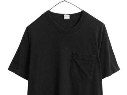 90s USA製 フルーツオブザルーム ポケット付き 無地 半袖 Tシャツ メンズ XL 古着 オールド ポケT 耳付き コットン ブラック 大きいサイズ