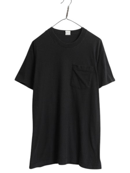 90s USA製 フルーツオブザルーム ポケット付き 無地 半袖 Tシャツ メンズ XL 古着 オールド ポケT 耳付き コットン ブラック 大きいサイズ
