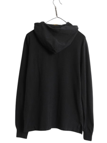 ポロ ラルフローレン 鹿の子 フード パーカー メンズ M / フード付き ポロシャツ 長袖 Tシャツ ロンT プルオーバー カットソー ボックス 黒