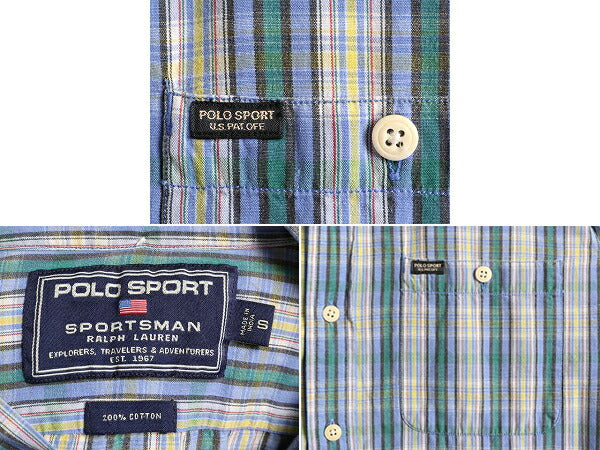 00s ■ ポロスポーツ ラルフローレン SPORTSMAN チェック 3点留め ボタンダウン シャツ メンズ S 00年代 オールド POLO SPORT 半袖シャツ