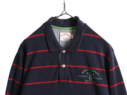 ボーイズ L メンズ S 程■ ブルックスブラザーズ ボーダー 鹿の子 長袖 ポロシャツ / Brooks Brothers 長袖シャツ ラガー タイプ ラグビー