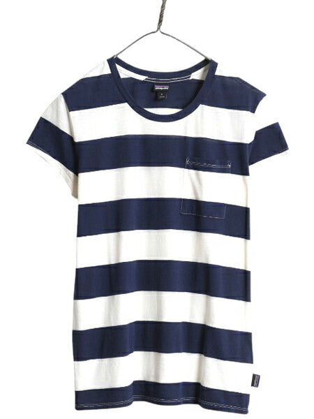 パタゴニア ボーダー ポケット付き 半袖 Tシャツ レディース S 古着 18年製 アウトドア ポケT カットソー オーガニック コットン ツートン