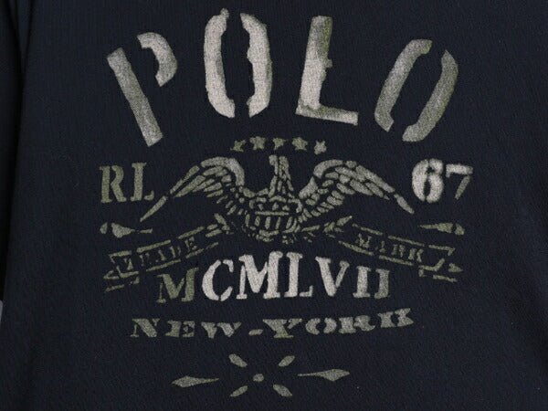 00s ポロ ラルフローレン 染込み プリント 半袖 Tシャツ メンズ L / オールド コットン カットソー トップス ゆったり シンプル ブラック