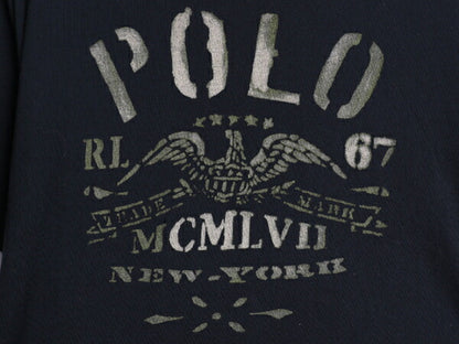 00s ポロ ラルフローレン 染込み プリント 半袖 Tシャツ メンズ L / オールド コットン カットソー トップス ゆったり シンプル ブラック