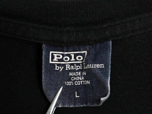 00s ポロ ラルフローレン 染込み プリント 半袖 Tシャツ メンズ L / オールド コットン カットソー トップス ゆったり シンプル ブラック