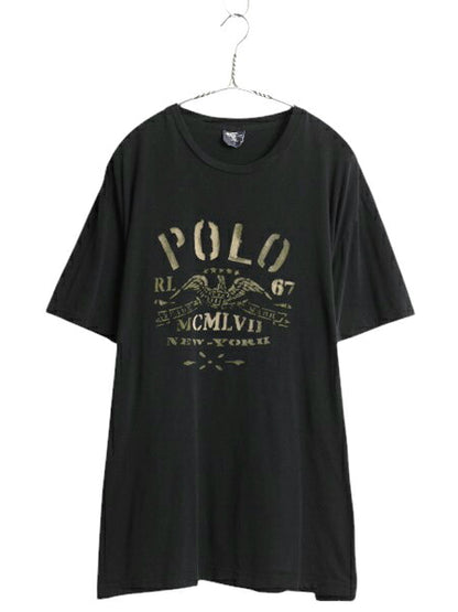 00s ポロ ラルフローレン 染込み プリント 半袖 Tシャツ メンズ L / オールド コットン カットソー トップス ゆったり シンプル ブラック