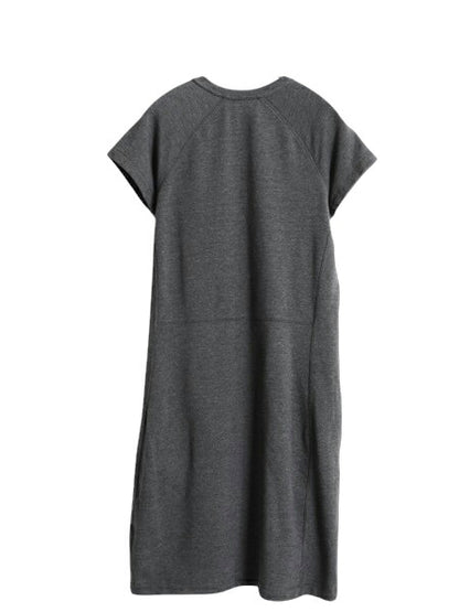 ノースフェイス 半袖 Tシャツ ワンピース レディース М 古着 ストレッチ ひざ丈 ゆったり ルームウェア シンプル 無地 チャコール グレー