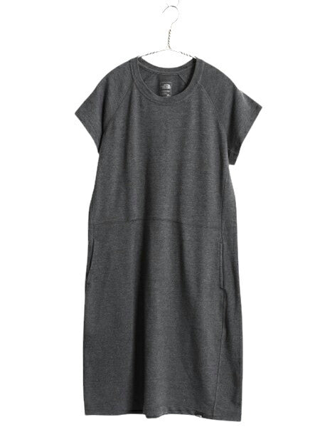 ノースフェイス 半袖 Tシャツ ワンピース レディース М 古着 ストレッチ ひざ丈 ゆったり ルームウェア シンプル 無地 チャコール グレー