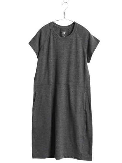 ノースフェイス 半袖 Tシャツ ワンピース レディース М 古着 ストレッチ ひざ丈 ゆったり ルームウェア シンプル 無地 チャコール グレー