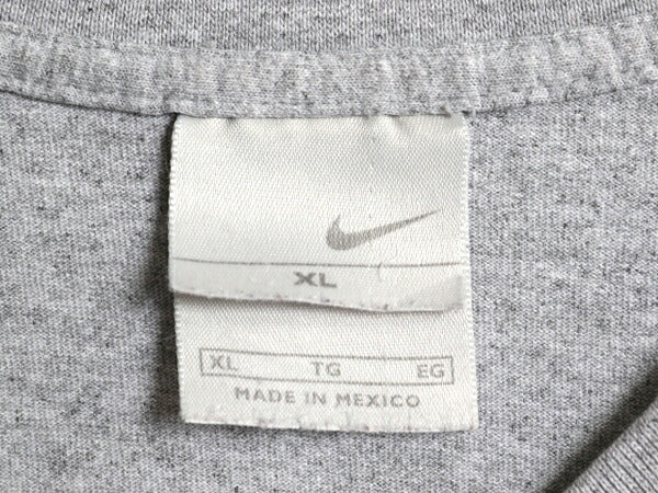 00s ナイキ スモール スウッシュ 刺繍 半袖 Tシャツ メンズ XL オールド コットン ワンポイント シンプル カットソー 大きいサイズ グレー