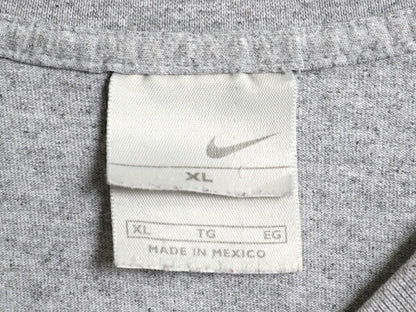 00s ナイキ スモール スウッシュ 刺繍 半袖 Tシャツ メンズ XL オールド コットン ワンポイント シンプル カットソー 大きいサイズ グレー