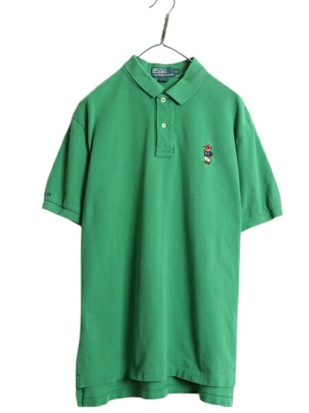 ポロベア ポロ ラルフローレン 鹿の子 半袖 ポロシャツ メンズ XL / 古着 キャラクター 半袖シャツ ワンポイント 大きいサイズ シンプル 緑