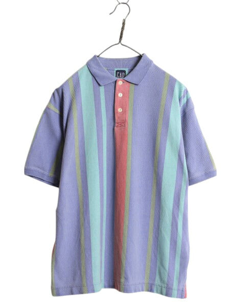 90s オールド ギャップ ストライプ 鹿の子 半袖 ポロシャツ メンズ S / 旧タグ 半袖シャツ カットソー コットン カジュアル マルチカラー