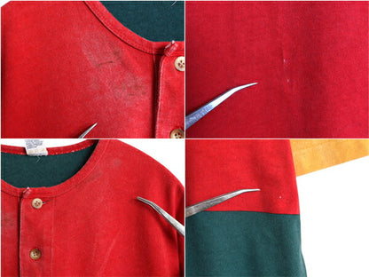 90s オールド ギャップ  ヘンリーネック ボーダー 半袖 Tシャツ メンズ S / ヘビーウェイト コットン ラガーシャツ 素材 厚手 マルチカラー